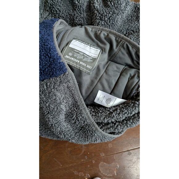 Eddie Bauer Quest Fleece Plush Hooded Jacket Boys M 10 12 Blue Gray Striped - Picture 9 of 10